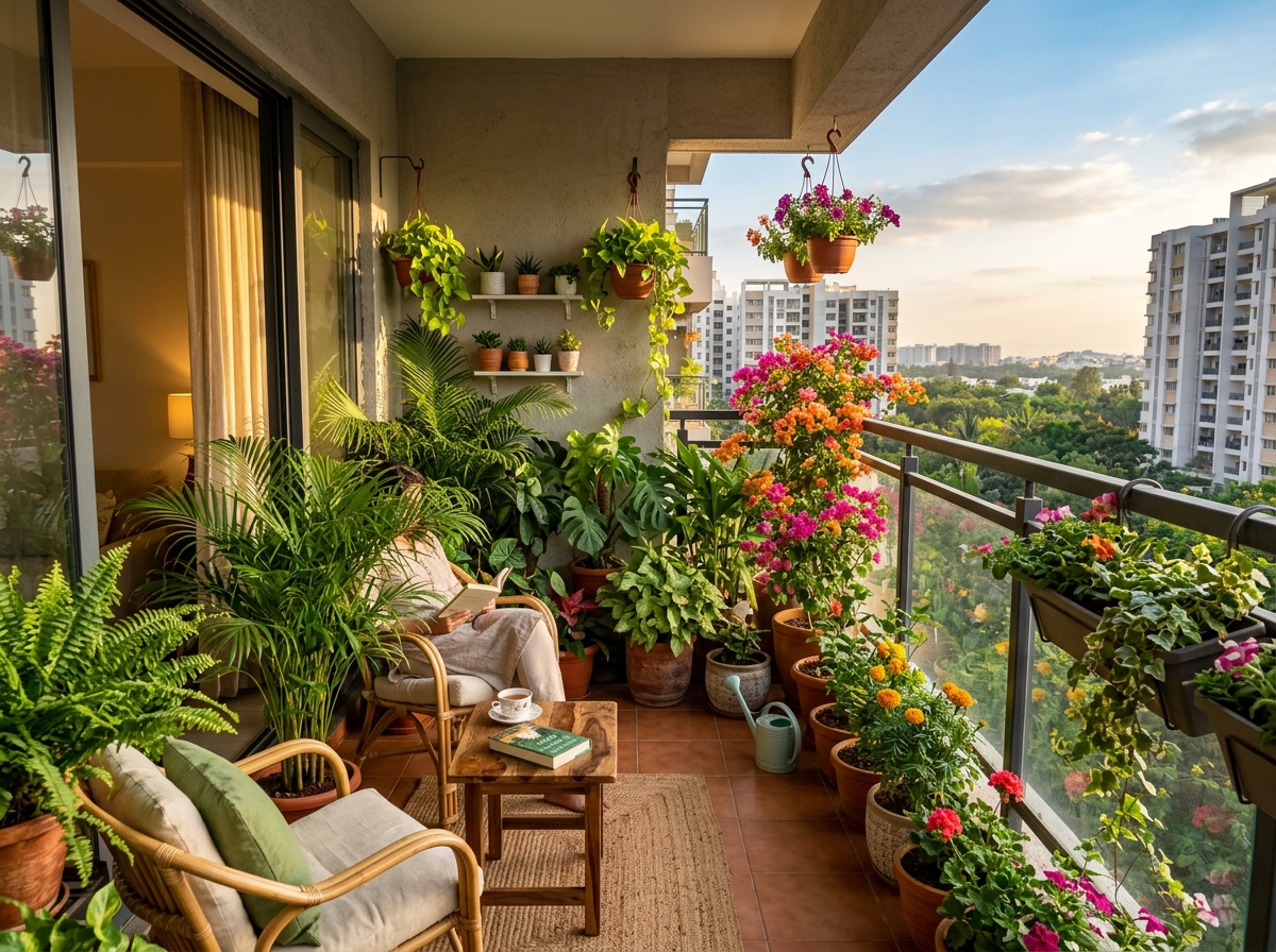 Green balcony and home garden